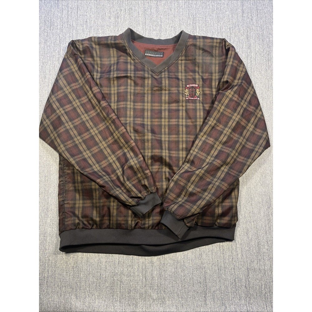 Forresters Golf Windbreaker XL Plaid Pullover St Charles Country Club Reversible
